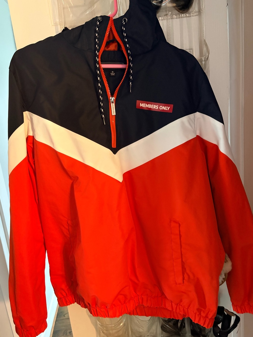 Members Only Navy, Red & White Colorblock Windbreaker Pullover
